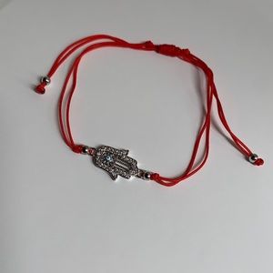 Sterling Silver 925 Cubic Zirconia Evil eye-Hamsa Red String Protection Bracelet